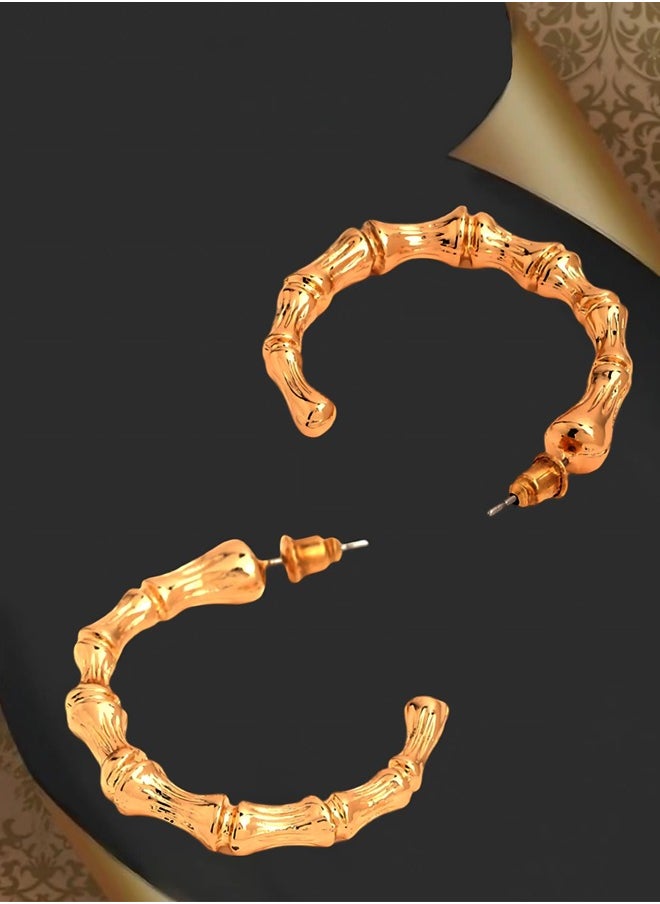 Just Peachy Just Peachy Gold-Plated Contemporary Half Hoop Earrings - Elegant and Modern Design - Lightweight and Comfortable for All-Day Wear - Hypoallergenic and Durable - Perfect for Every Occasion  - Image 3