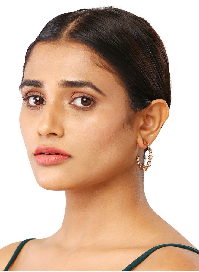 Just Peachy Just Peachy Gold-Plated Contemporary Half Hoop Earrings - Elegant and Modern Design - Lightweight and Comfortable for All-Day Wear - Hypoallergenic and Durable - Perfect for Every Occasion  - Image 2