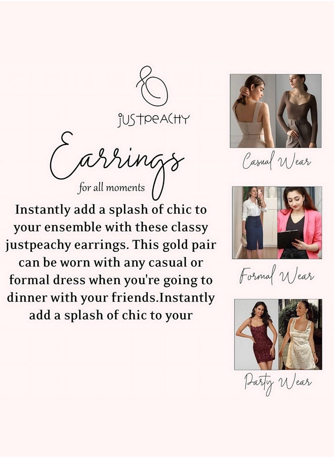 Just Peachy Just Peachy Gold-Plated Contemporary Half Hoop Earrings - Elegant and Modern Design - Lightweight and Comfortable for All-Day Wear - Hypoallergenic and Durable - Perfect for Every Occasion  - Image 5