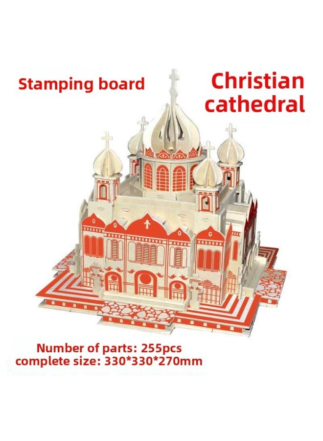 3D Building Model Running Jianghu Stall DIY Toys Stereo Simulation Building Model Children's Toys Explosions-Color:Weihu Mountain Cathedral Of Christ - Image 1