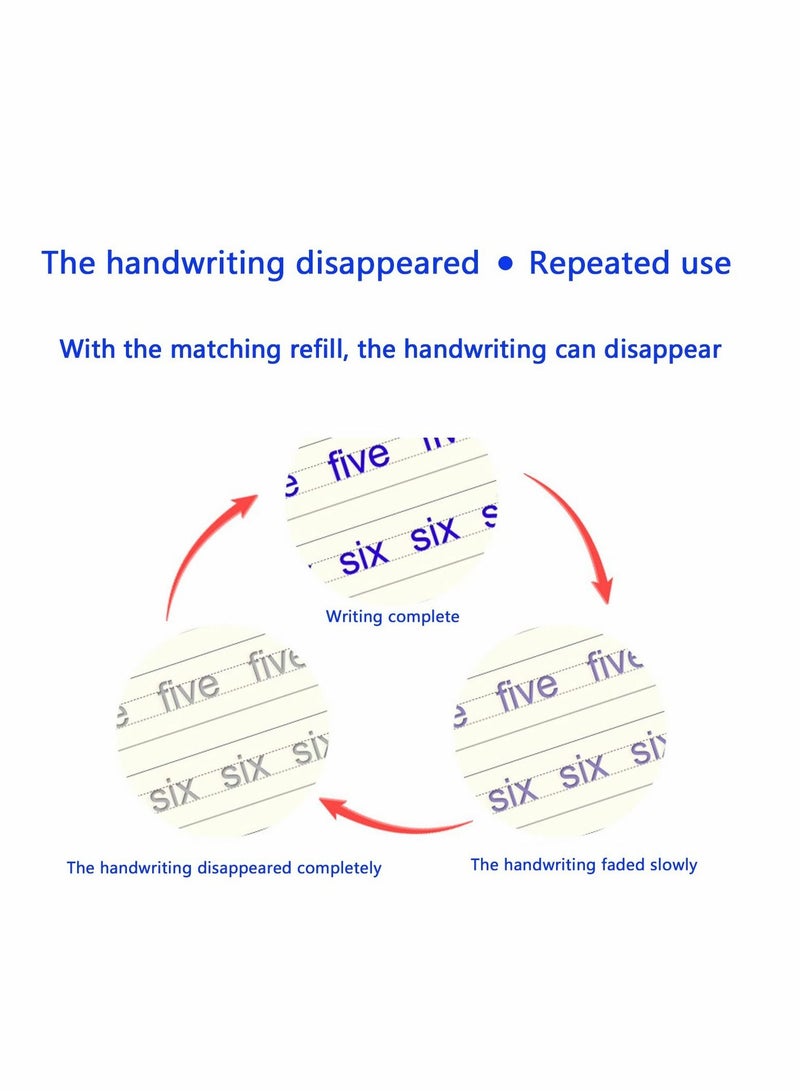 SYOSI دفتر نسخ سحري للأطفال، 4 قطع كتيبات دراسة الكتابة باللغة الإنجليزية، دفاتر ممارسة الخط للأطفال القابلة لإعادة الاستخدام مع قلم سحري - Image 3