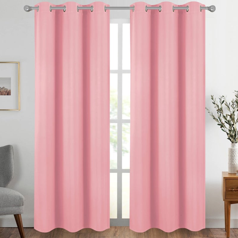 Diraysid Pink Grommet Blackout Curtains for Bedroom Thermal Insulated Room Darkening Curtains Drapes 42 x 84 2 Panels