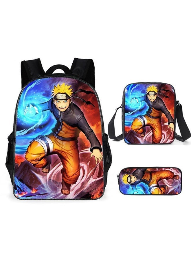 2025-2026 Naruto backpack pencil case satchel three-piece suit leisure sports travel backpack student school backpack suitable for boys and girls fans - Image 1
