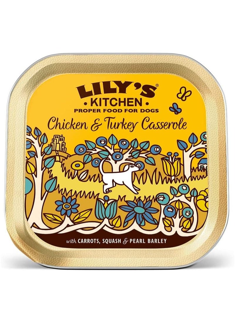 Lily's Kitchen Chicken and Turkey Casserole with Carrots, Squash and Pearl Barley Dog Wet Food 150g  - Image 1