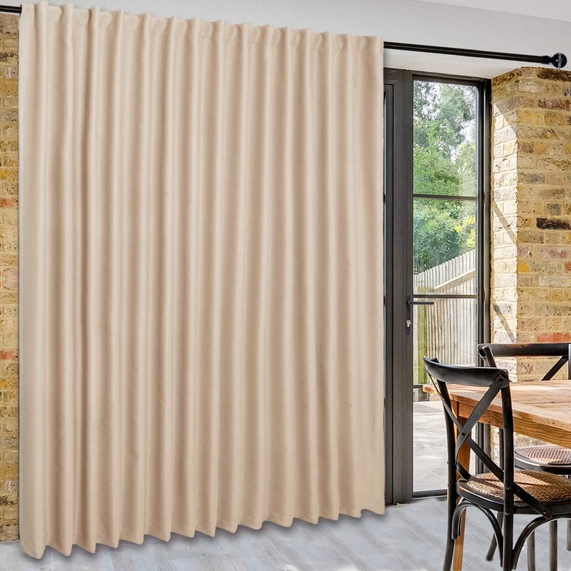 DWCN DWCN Patio Sliding Door Curtains  Extra Wide Curtains for Glass Door Privacy Room Divider Blackout Thermal Curtain Panel with Back Tab  Rod Pocket for Bedroom Partition 120 x 84 Inches Beige 