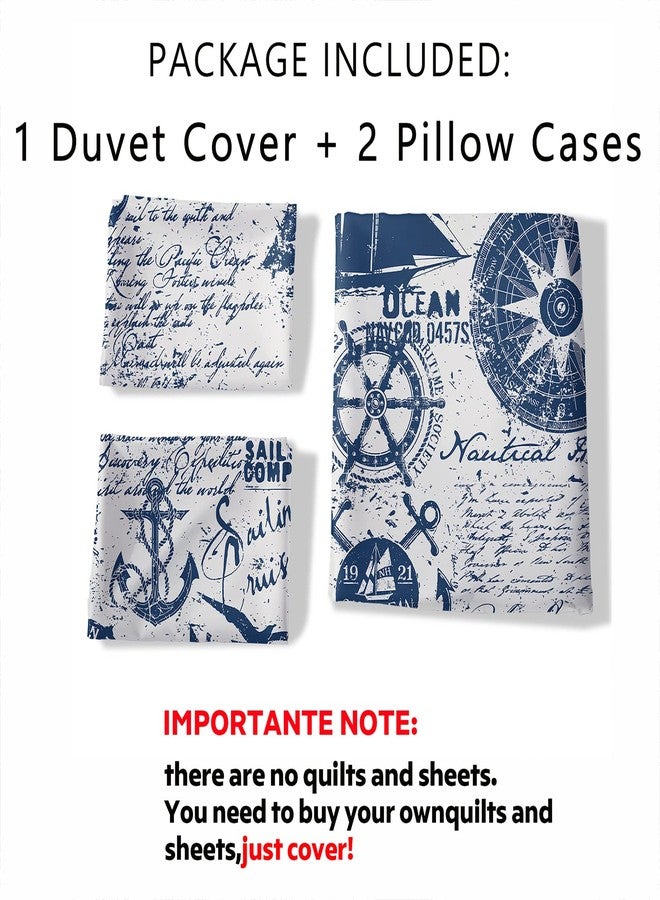 AILONEN Anchor Duvet Cover King Size,Nautical Theme Bedding Set for Boys Girls Kids,Sea World Ocean Comforter Cover Bedroom Decor with 17 Pillow Shams,Zipper - Image 2