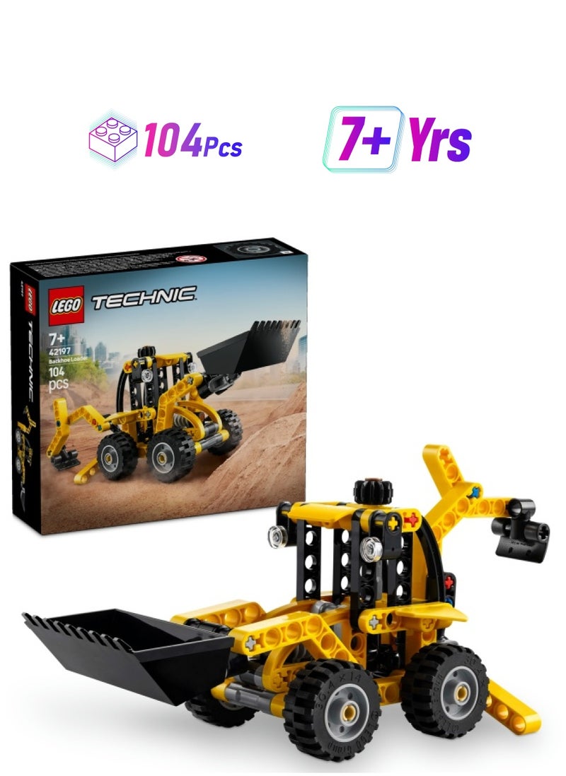 LEGO Technic Backhoe Loader Construction Toy Vehicle Set 42197 (104) Pieces  - Image 1