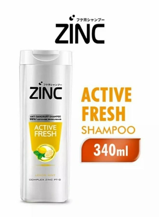زينك شامبو مضاد للقشرة أكتيف فريش ليمون ونعناع 340 مل - Image 2
