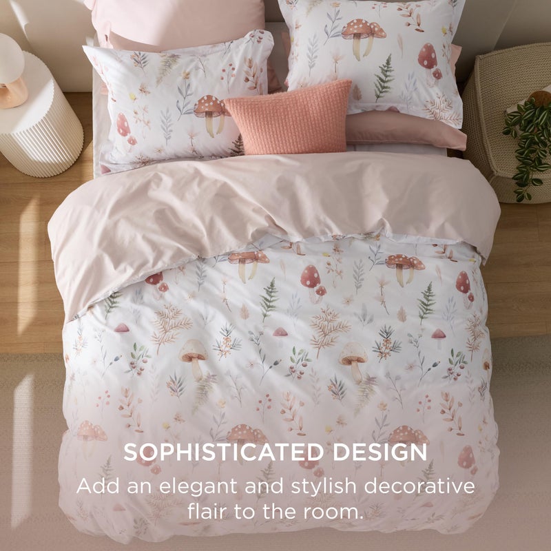 Bedsure 100% Cotton Reversible 3 Pcs Floral Duvet Cover Set, King  Size (265 cm x 230 cm), with Zipper Closure and with 2 Pillow Shams (50 cm x 90 cm), Soft & Breathable PureWoven, Beige - Image 3