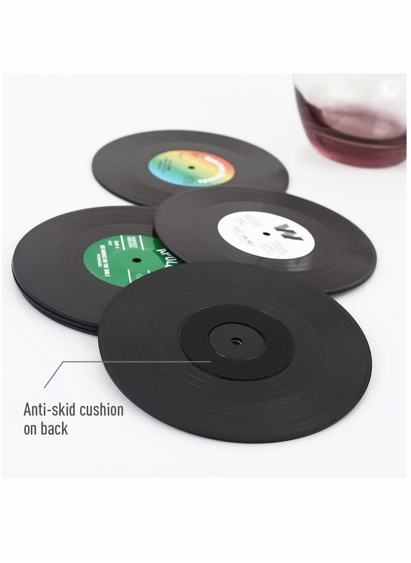 SYOSI Vinyl Record Coasters 6 Pcs Retro Style Vinyl Coasters Drinks Colorful Retro Decoration for Home Office Bar Funny House Warming Gift for Music Lovers Set  - Image 2