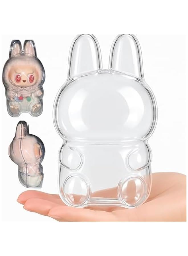Arabest Protective Case for Labubu Sitting Figure-Clear PVC Portable Storage Box with Keychain, Dustproof Scratch-Resistant Collector Display Compatible with Sitting Series (Figure Not Included)  - Image 1