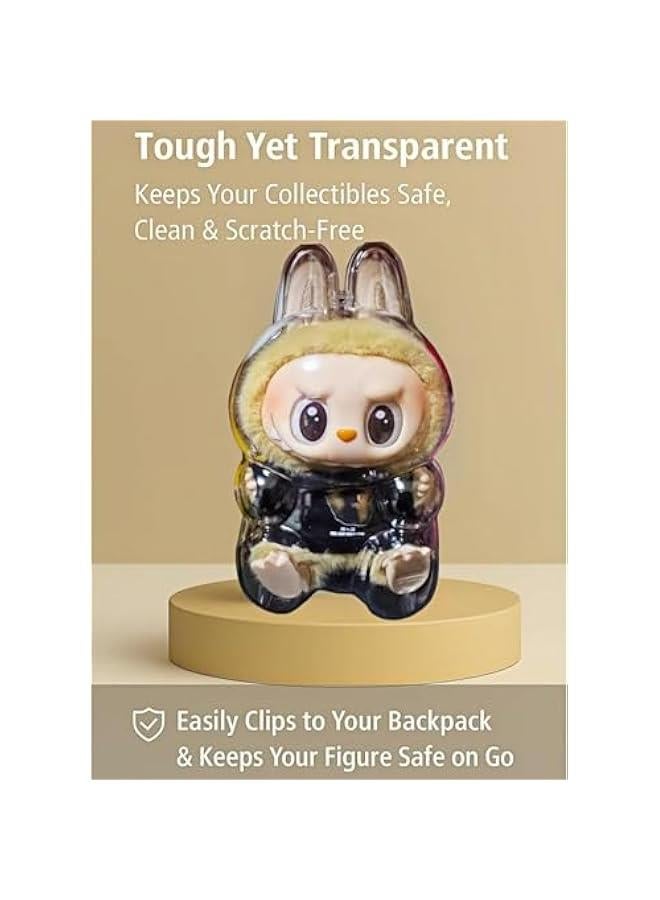 Arabest Protective Case for Labubu Sitting Figure-Clear PVC Portable Storage Box with Keychain, Dustproof Scratch-Resistant Collector Display Compatible with Sitting Series (Figure Not Included)  - Image 4