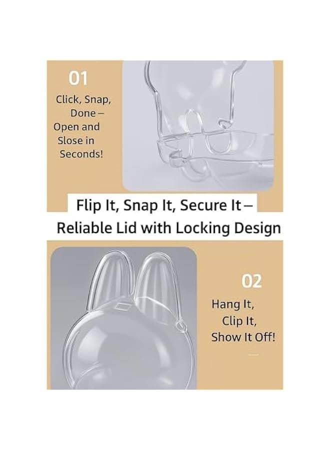 Arabest Protective Case for Labubu Sitting Figure-Clear PVC Portable Storage Box with Keychain, Dustproof Scratch-Resistant Collector Display Compatible with Sitting Series (Figure Not Included)  - Image 5