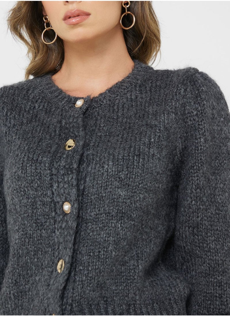 ONLY - Button Detail Knitted Cardigan - Image 1