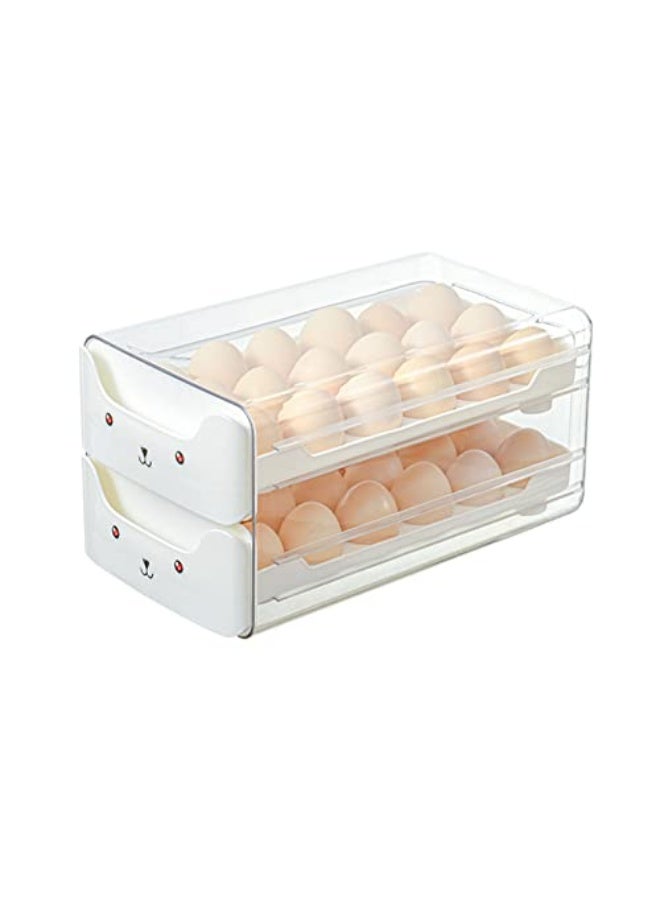 Double Layer Egg Drawer Transparent Storage Box, Wear Resistant, Double Layer Egg Drawer can Prevent Egg Breakage and Collision, Double Layer Egg Drawer with Rounded Avoid(White)  - Image 1
