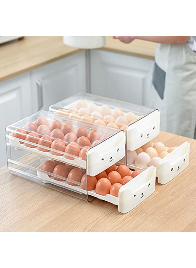 Double Layer Egg Drawer Transparent Storage Box, Wear Resistant, Double Layer Egg Drawer can Prevent Egg Breakage and Collision, Double Layer Egg Drawer with Rounded Avoid(White)  - Image 4