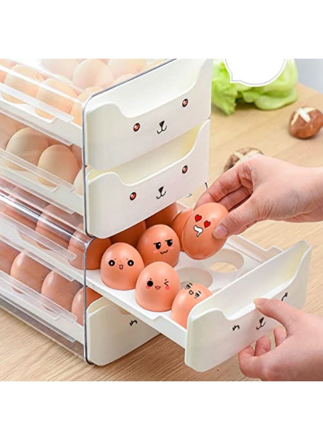 Double Layer Egg Drawer Transparent Storage Box, Wear Resistant, Double Layer Egg Drawer can Prevent Egg Breakage and Collision, Double Layer Egg Drawer with Rounded Avoid(White)  - Image 2