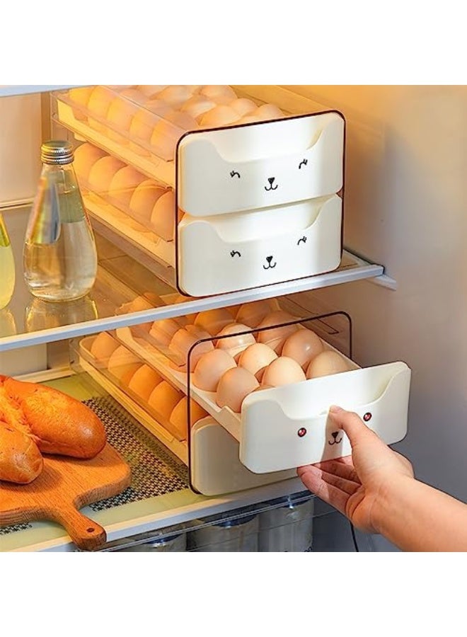 Double Layer Egg Drawer Transparent Storage Box, Wear Resistant, Double Layer Egg Drawer can Prevent Egg Breakage and Collision, Double Layer Egg Drawer with Rounded Avoid(White)  - Image 5