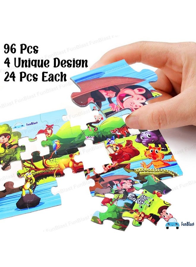 FunBlast Kids Puzzles For Kids, Animal And Birds Jigsaw Puzzle For Kids Of Age 3-5 Years, Set Of 4-96 Pcs Puzzle (Multicolor, Size 30X22 Cm) - Image 3