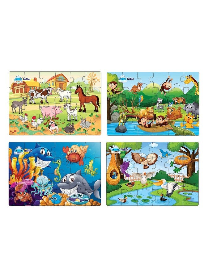 FunBlast Kids Puzzles For Kids, Animal And Birds Jigsaw Puzzle For Kids Of Age 3-5 Years, Set Of 4-96 Pcs Puzzle (Multicolor, Size 30X22 Cm) - Image 1