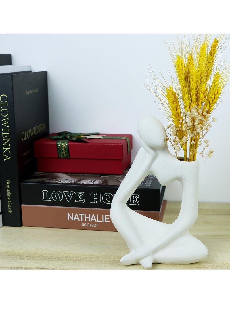 SYOSI White Ceramic Vase Dried Flower Vase Pampas Grass Vase Idea Gift Suitable for Many Scenes Humanoid Home Vase Decor Accessories Minimalist Home Living Room Office Décor for Flower Arrangements - Image 5