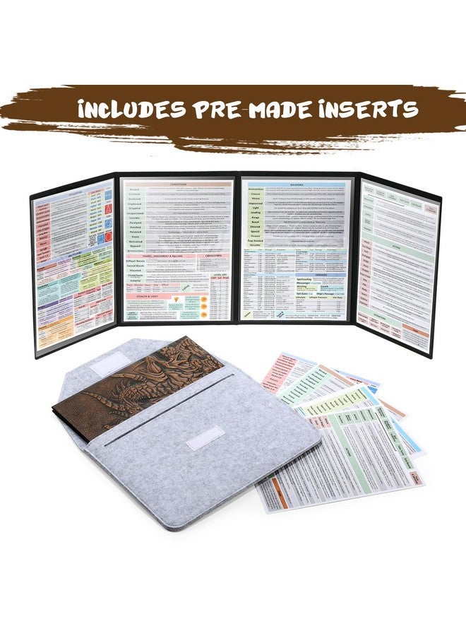 DNDND DM Screen 3D Faux-Leather Embossed Dragon with Four-Panel Pockets, DND Master Screen with Gorgeous Gift Flet Case for D&D Dungeons and Dragon Tabletop Game (Copper) - Image 5