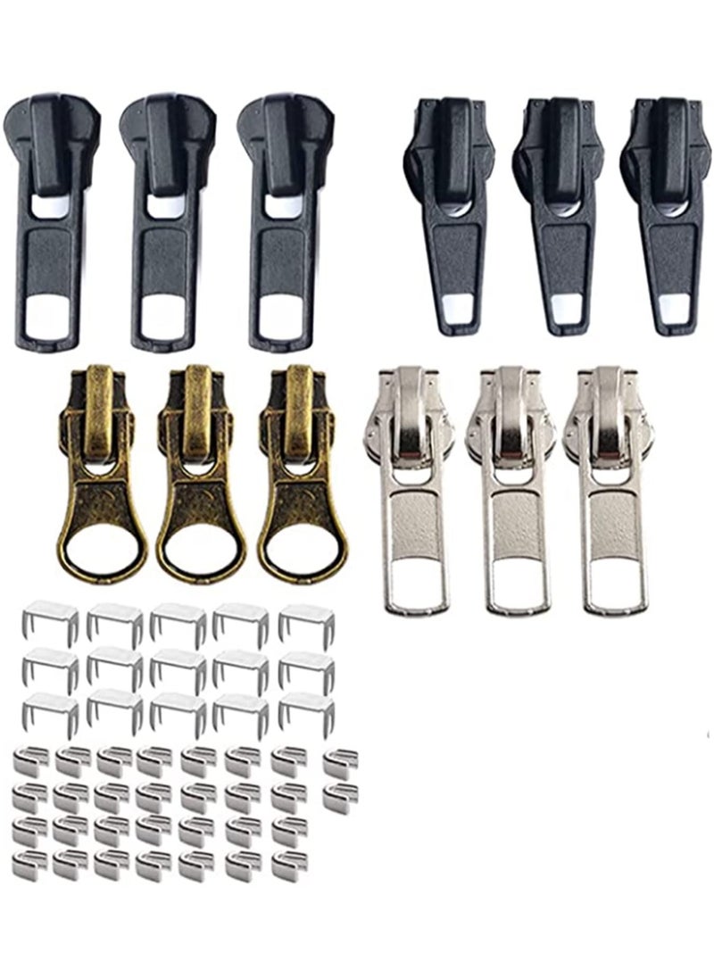 SYOSI - Zipper Pull Replacement Zipper Slider, Zipper Repair Kit, Fix Zipper Repair Kit for Repairing Coats, Jackets, Metal Plastic, and Nylon Coil Zippers 57 Pcs - Image 1