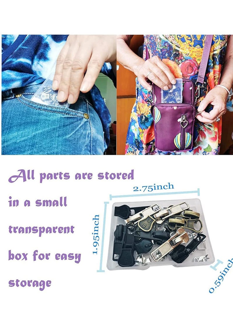 SYOSI - Zipper Pull Replacement Zipper Slider, Zipper Repair Kit, Fix Zipper Repair Kit for Repairing Coats, Jackets, Metal Plastic, and Nylon Coil Zippers 57 Pcs - Image 1