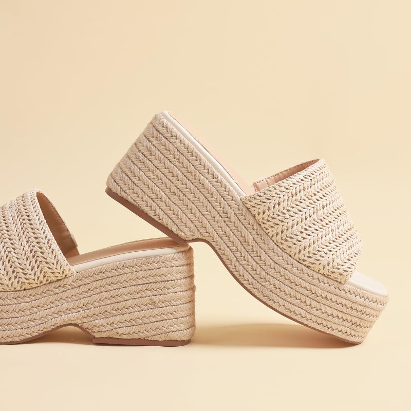 EQAUDES Summer Platform Wedge Sandals Comfortable Dressy Sandals Espadrille Sandals for Women Cute Beach Vacation Sandal Woven Straw Raffia Sandal - Image 4