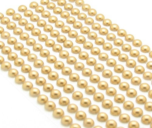 Syntego 400 Gold Self Adhesive Pearls 6mm Pearl Stickers for Crafts Crafting Sticky Pearls for Embellishing Cards Balloons Hair More Easy Stick On DIY Decoration Craft Projects - Image 1