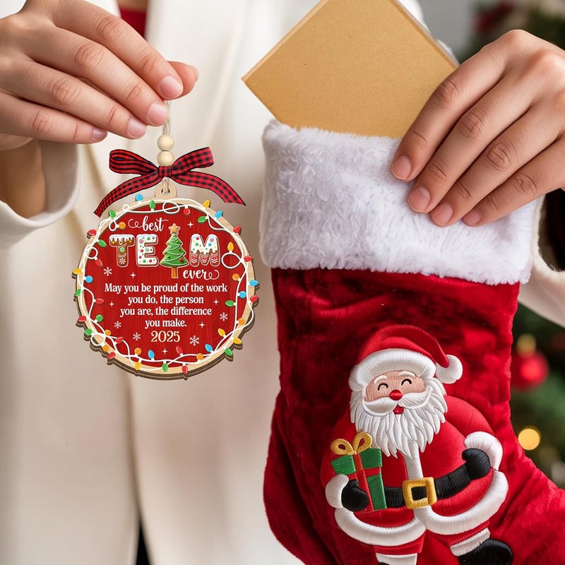 HEXMOZ هدايا عيد الميلاد لفريق العمل، الموظفين - شكرًا لك، هدايا تقدير لفريق العمل، المجموعة، المديرة، أفضل صديق في العمل - تذكار أفضل فريق على الإطلاق، زينة شجرة عيد الميلاد 2025 - Image 5