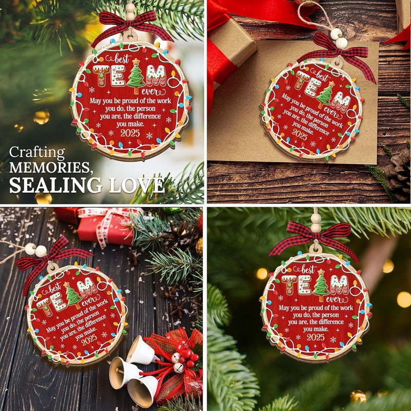 HEXMOZ هدايا عيد الميلاد لفريق العمل، الموظفين - شكرًا لك، هدايا تقدير لفريق العمل، المجموعة، المديرة، أفضل صديق في العمل - تذكار أفضل فريق على الإطلاق، زينة شجرة عيد الميلاد 2025 - Image 3