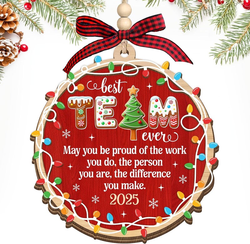 HEXMOZ هدايا عيد الميلاد لفريق العمل، الموظفين - شكرًا لك، هدايا تقدير لفريق العمل، المجموعة، المديرة، أفضل صديق في العمل - تذكار أفضل فريق على الإطلاق، زينة شجرة عيد الميلاد 2025 - Image 1