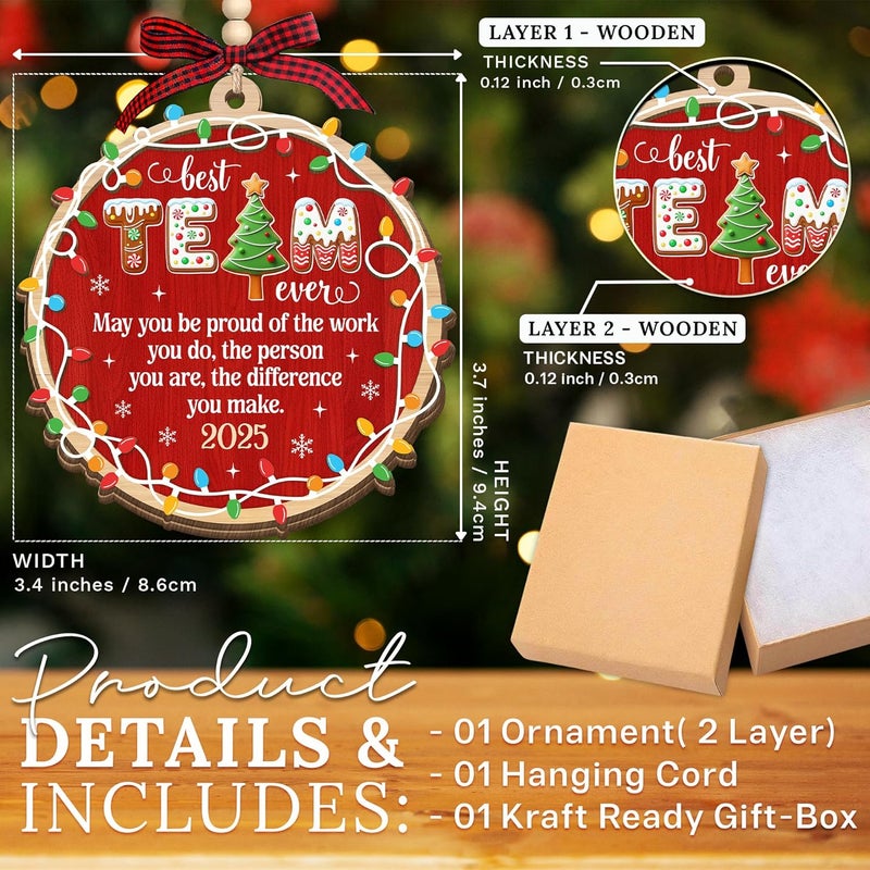 HEXMOZ هدايا عيد الميلاد لفريق العمل، الموظفين - شكرًا لك، هدايا تقدير لفريق العمل، المجموعة، المديرة، أفضل صديق في العمل - تذكار أفضل فريق على الإطلاق، زينة شجرة عيد الميلاد 2025 - Image 2