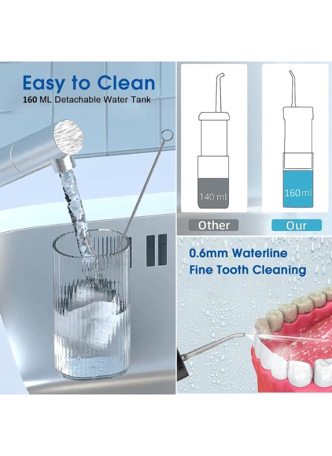 Aookay Cordless Water Flosser Mini Portable Oral Irrigator Telescopic Water Tank 3 Modes 4 Nozzles Unique Light IPX7 Waterproof Water Pick for Teeth Gums Braces Dental Care for Home Travel (180ML, White)  - Image 5