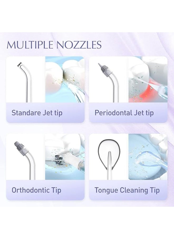 Aookay Cordless Water Flosser Mini Portable Oral Irrigator Telescopic Water Tank 3 Modes 4 Nozzles Unique Light IPX7 Waterproof Water Pick for Teeth Gums Braces Dental Care for Home Travel (180ML, White)  - Image 3