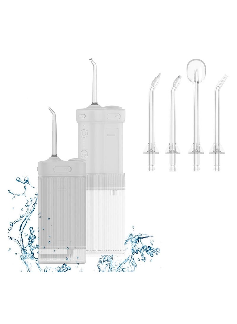 Aookay Cordless Water Flosser Mini Portable Oral Irrigator Telescopic Water Tank 3 Modes 4 Nozzles Unique Light IPX7 Waterproof Water Pick for Teeth Gums Braces Dental Care for Home Travel (180ML, White)  - Image 1