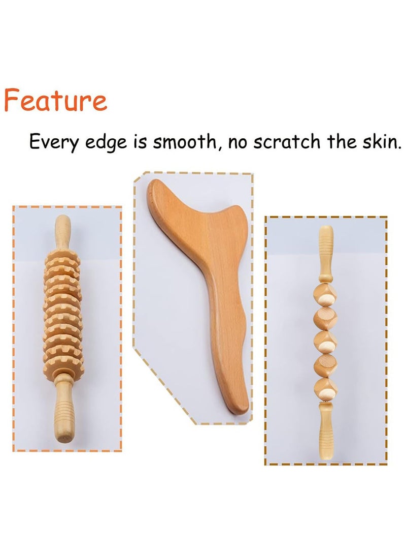 GuRiver Wood Therapy Massage Tools, 3 pcs set for Wooden Lymphatic Drainage Tool, Anti Cellulite Massage Set, Roller Lymphatic Drainage Tool, Body Sculpting Tool - Image 2