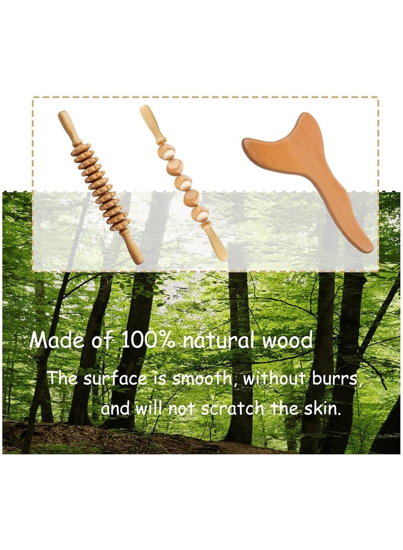 GuRiver Wood Therapy Massage Tools, 3 pcs set for Wooden Lymphatic Drainage Tool, Anti Cellulite Massage Set, Roller Lymphatic Drainage Tool, Body Sculpting Tool - Image 3