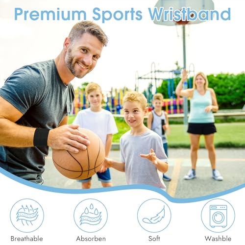 PEASUG 8 Pcs Sports Wrist Sweat Bands for Men & Women，Absorbent Wrist Sweatbands Tennis Wristbands, Elastic Wrist Bands for Sweat for Basketball Tennis Football Gym Running Working Out, Black - Image 4