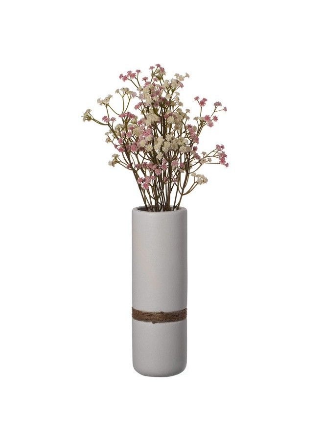 Uniquewise Decorative Modern Ceramic Cylinder Shape Table Vase Flower Holder With Rope White 11 Inch  - Image 2