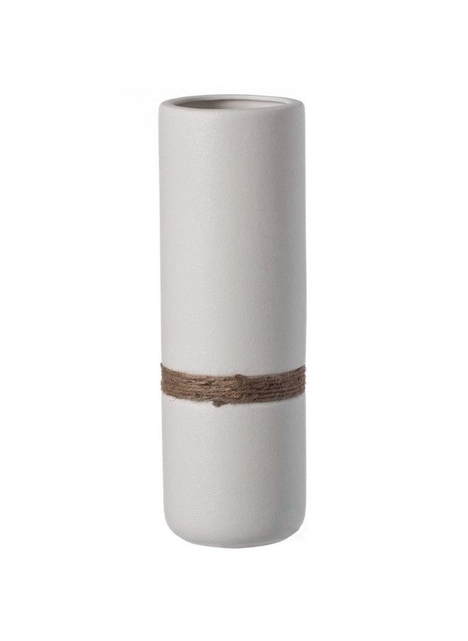 Uniquewise Decorative Modern Ceramic Cylinder Shape Table Vase Flower Holder With Rope White 11 Inch  - Image 4