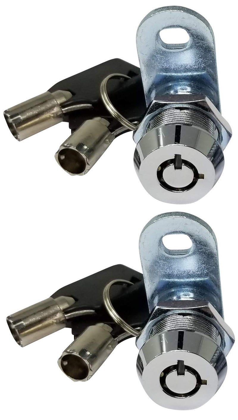 Admiral Locks Tubular Cam Lock, Keyed Alike Removable Key RV Compartment Storage Lock Cabinet Locks (Chrome Pack of 2, 5/8" 90Â°) - Image 1