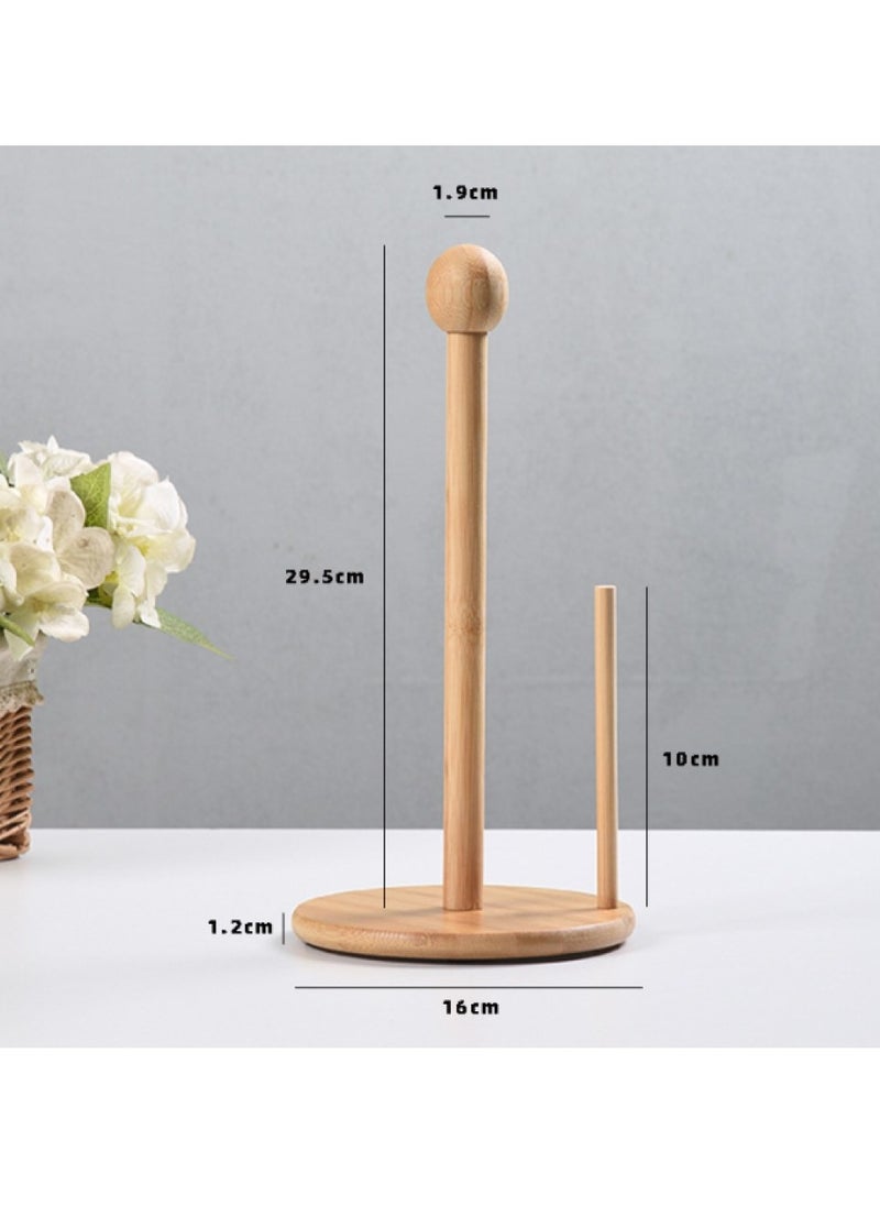 Generic Kitchen Wooden Roll Paper Towel Holder Bathroom Tissue Holder Toilet Paper Stand Napkins Rack  - Image 1