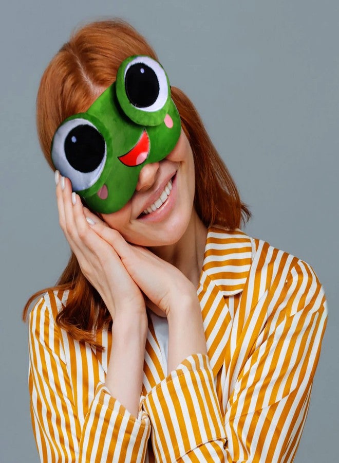 Jenna Fabric Unisex Comfortable Sleeping Soft Funky Eye Mask With Adjustable Strap & Blindfold (Green) - Image 4