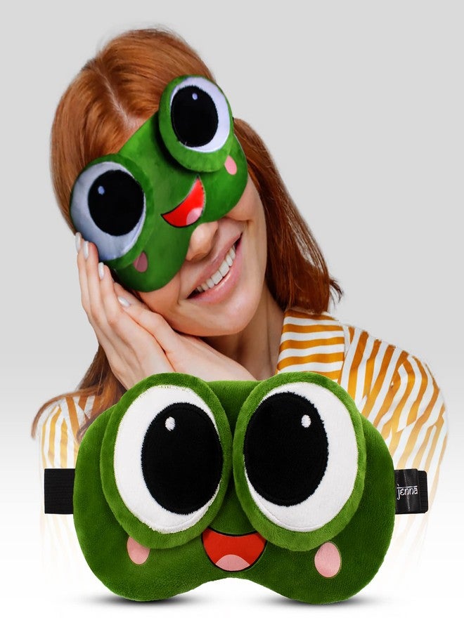 Jenna Fabric Unisex Comfortable Sleeping Soft Funky Eye Mask With Adjustable Strap & Blindfold (Green) - Image 1