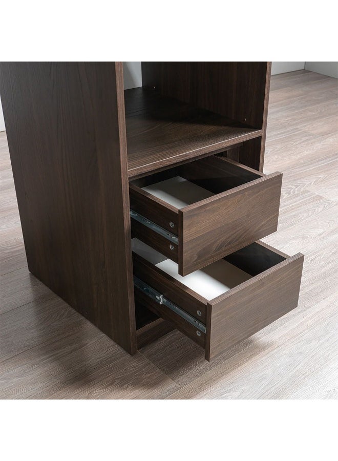 Infinity Set Of 2 Drawers Internal Module For 1 Door Wardrobe | Drawers Only For Wardrobe | Modern Design Storage For Bedroom L46.2xW48xH42.2cm - D.Walnut - Image 1
