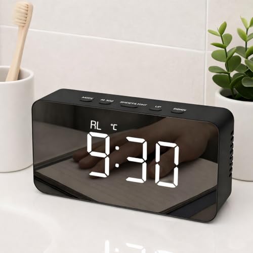 Vaanar Sena Smart LED Digital Alarm Clock with Loud Alarm, Temperature & Date Display | USB Powered Table Alarm Clock for Bedroom & Office, USB Cable for Continuous Display-Black - Image 1
