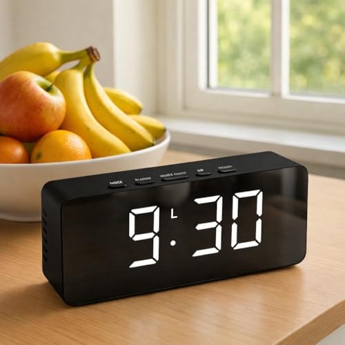 Vaanar Sena Smart LED Digital Alarm Clock with Loud Alarm, Temperature & Date Display | USB Powered Table Alarm Clock for Bedroom & Office, USB Cable for Continuous Display-Black - Image 5