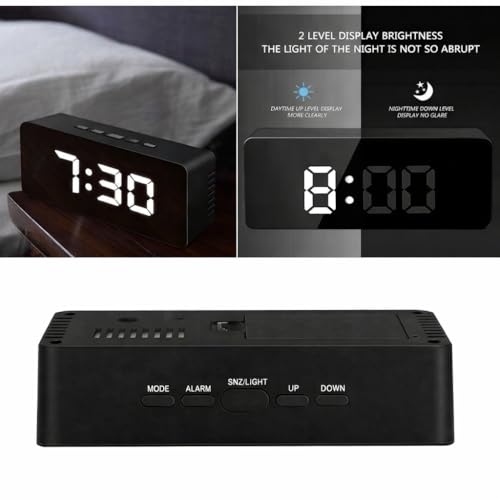 Vaanar Sena Smart LED Digital Alarm Clock with Loud Alarm, Temperature & Date Display | USB Powered Table Alarm Clock for Bedroom & Office, USB Cable for Continuous Display-Black - Image 3